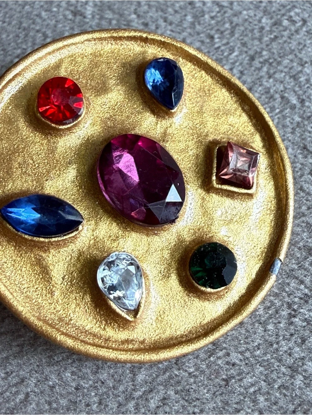 Gold-Tone Multicolor Gem Disc Earrings